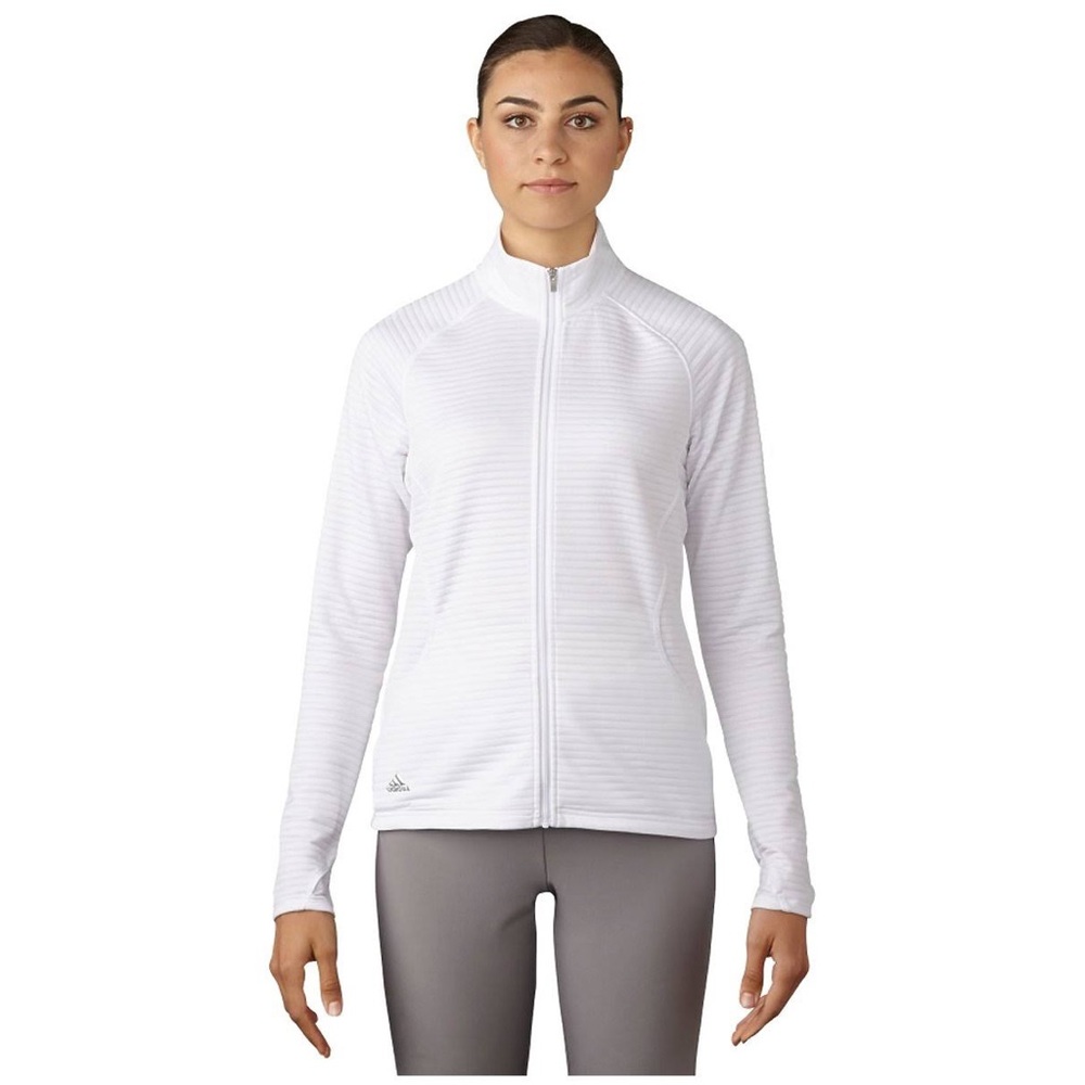 Adidas Women's Textured Full-Zip Golf Jacket White - Size Medium